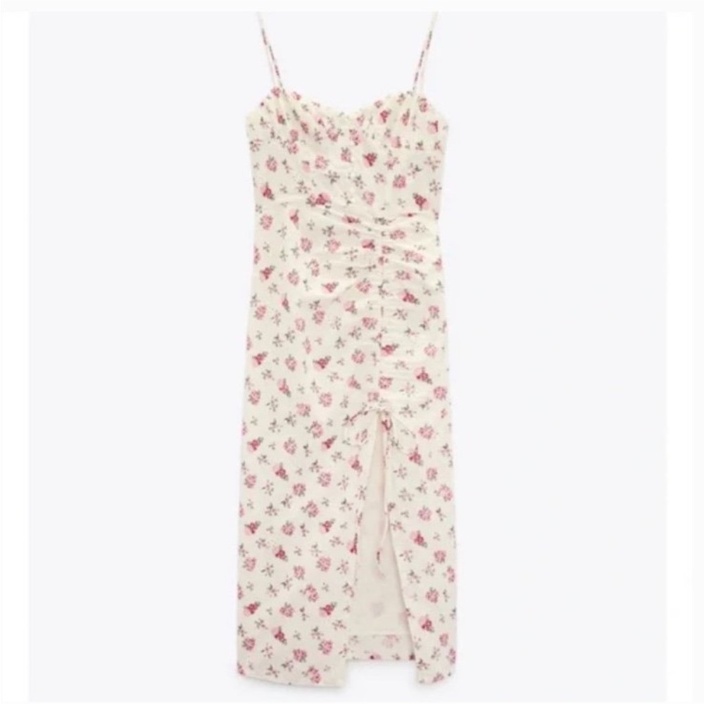 Zara Floral Maxi Dress in Cream and Pink - Picture 2 of 9